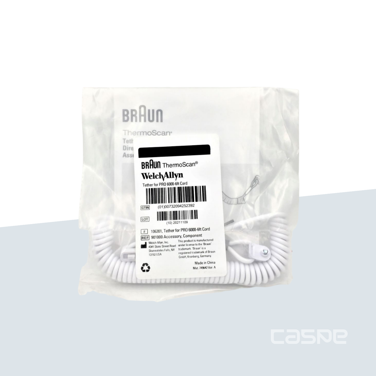 BRAUN Sicherungskabel 1,82m für ThermoScan PRO 6000 Ladestation (Gegen Diebstahl und Verlust)